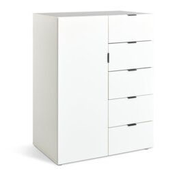 Argos Home Zeke 1 Door 5 Drawer Short Wardrobe - White - thumbnail 1