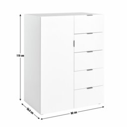 Argos Home Zeke 1 Door 5 Drawer Short Wardrobe - White - thumbnail 2