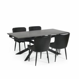 Julian Bowen Osaka Ext Black Dining Table & 4 Black Chairs - thumbnail 2