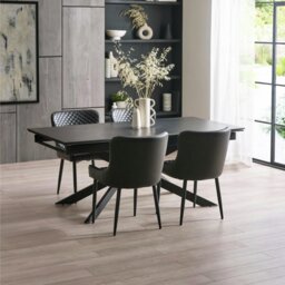Julian Bowen Osaka Ext Black Dining Table & 4 Black Chairs - thumbnail 1
