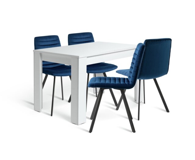 Argos Home Miami Extending Oak Dining Table & 4 Blue Chairs - image 1