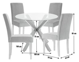 Argos Home Alice Black Dining Table & 4 Grey Chairs - thumbnail 2