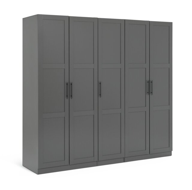 Habitat Munich Panelled 5 Door Wardrobe - Anthracite - image 1