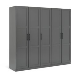 Habitat Munich Panelled 5 Door Wardrobe - Anthracite - thumbnail 1
