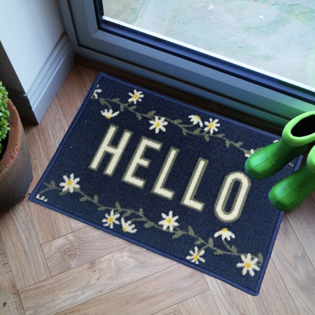 Primeur Mighty Mats Hello Daisy Navy Doormat - 60x40cm - image 1