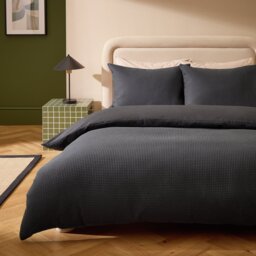 Habitat Cotton Rich Chunky Waffle Charcoal Bedding Set - King size - thumbnail 1