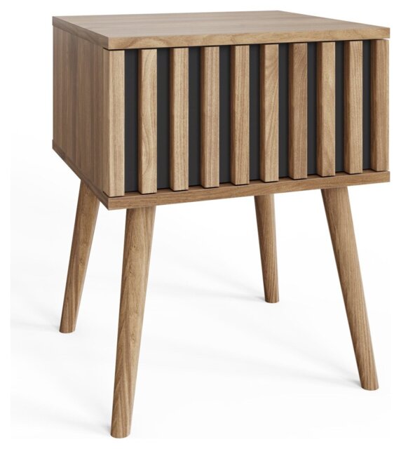 GFW Louvered 1 Drawer Side Table - Natural - image 1