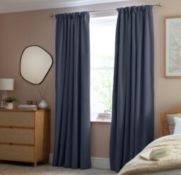 Habitat Thermal Blackout Linen Look Pencil Pleat Curtains - Navy - 168x229cm
