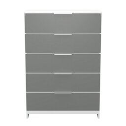 Livara Ready Assembled Orillia 5 Drawer Chest - White & Grey - thumbnail 2