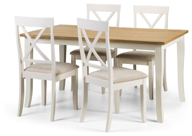 Julian Bowen Davenport Ivory Dining Table & 4 Ivory Chairs - image 1