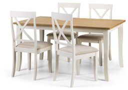 Julian Bowen Davenport Ivory Dining Table & 4 Ivory Chairs