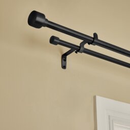 Argos Home Extendable Metal Stud Matte Black Double Curtain Pole - 165 - 300cm