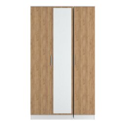 LivaraReadyAssembled Orillia 3 Door Mirror Wardrobe-WhiteOak - thumbnail 2