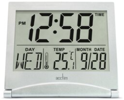 Acctim Mini Flip LCD Display Travel Alarm Clock - Silver - thumbnail 1