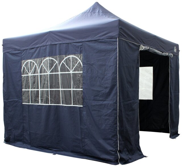 All Seasons 3m x 3m Pop Up Garden Gazebo & Side Panels -Navy - image 1