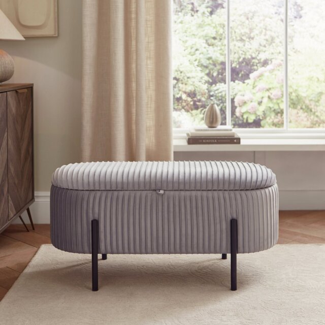 GFW Amelle Velvet Storage Ottoman - Grey - image 1