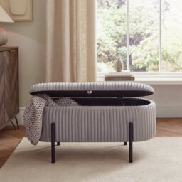 GFW Amelle Velvet Storage Ottoman - Grey - thumbnail 2