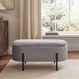 GFW Amelle Velvet Storage Ottoman - Grey - thumbnail 1