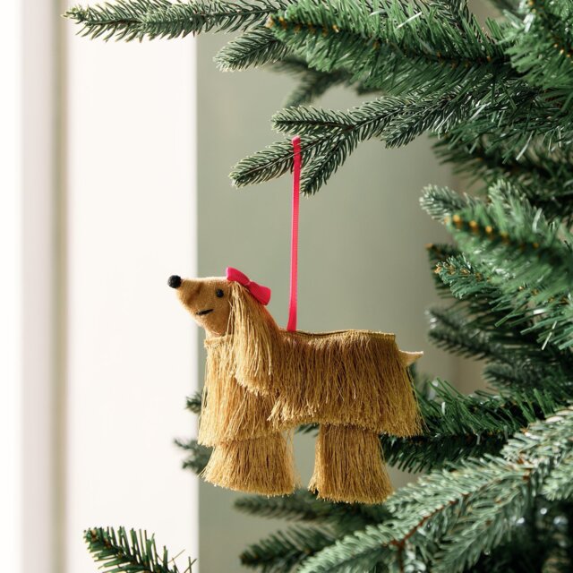 Habitat Single Gold Fringe Coat Dog Christmas Decoration - image 1
