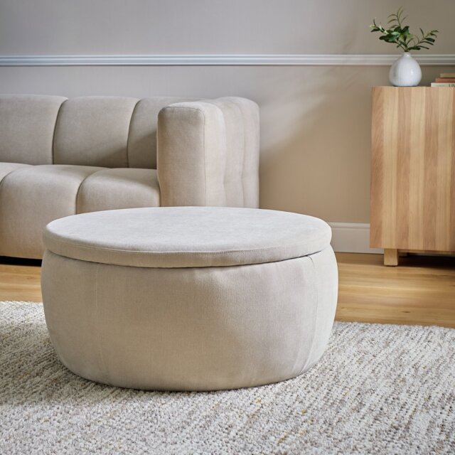 Argos Home Joey Large Fabric Ottoman - Natural - image 1