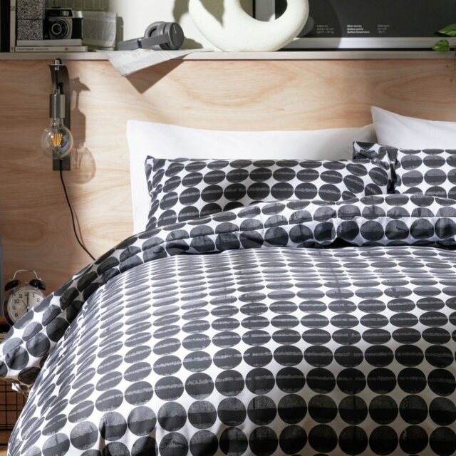 Habitat Industrial Spot Black & White Bedding Set - Double - image 1