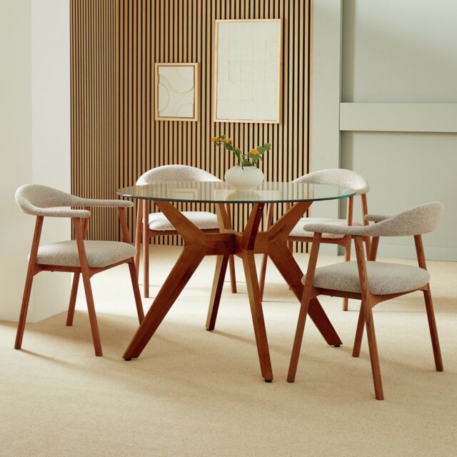Habitat Zela Glass 4 Seater Dining Table - Walnut - image 1