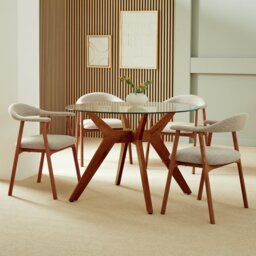 Habitat Zela Glass 4 Seater Dining Table - Walnut - thumbnail 1