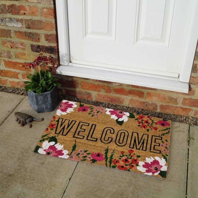 Primeur Mighty Mats Welcome Floral Natural Doormat - 60x40cm - image 1