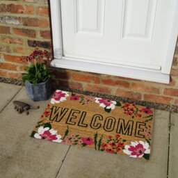 Primeur Mighty Mats Welcome Floral Natural Doormat - 60x40cm - thumbnail 1