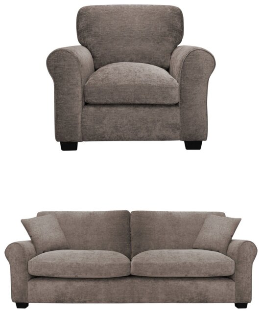 Argos Home Taylor Fabric Chair & 4 Seater Sofa - Mink - image 1
