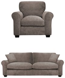 Argos Home Taylor Fabric Chair & 4 Seater Sofa - Mink