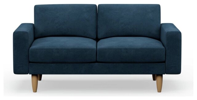 Hutch Velvet Block Arm 2 Seater Sofa - Ink Blue - image 1
