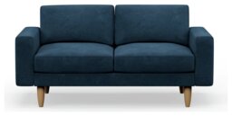 Hutch Velvet Block Arm 2 Seater Sofa - Ink Blue - thumbnail 1