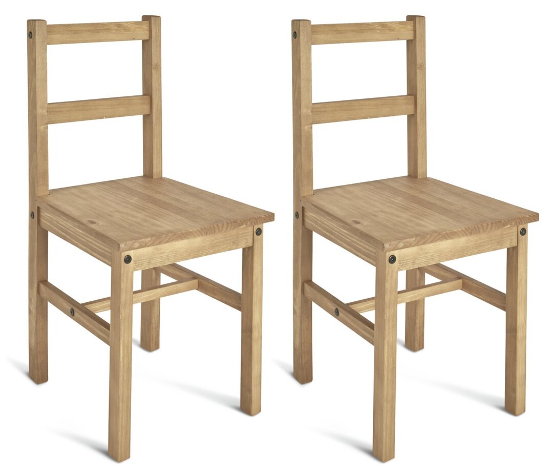 Argos Home Raye Pair of Solid Wood Dining Chairs Pine by Argos