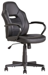Argos Home Faux Leather Mid Back Gaming Chair - Black - thumbnail 1