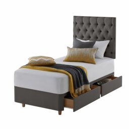 Silentnight Sassaria Single 2 Drawer Divan Bed - Slate Grey - thumbnail 2