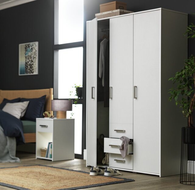 Argos Home Oslo 3 Door 3 Drawer Wardrobe - White - image 1