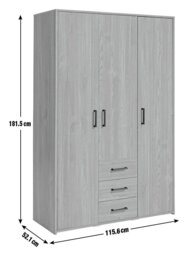 Argos Home Oslo 3 Door 3 Drawer Wardrobe - White - thumbnail 2