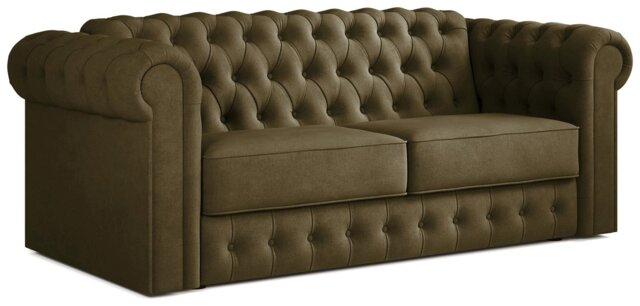Jay-Be Chesterfield Fabric 3 Seater Sofa Bed - Sage Green - image 1