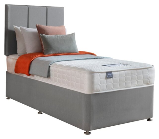 Silentnight Hatfield Single Memory Divan Bed - Grey - image 1