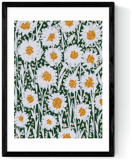 East End Prints Daisy Pattern Black Frame Art Print - A3 - image 1