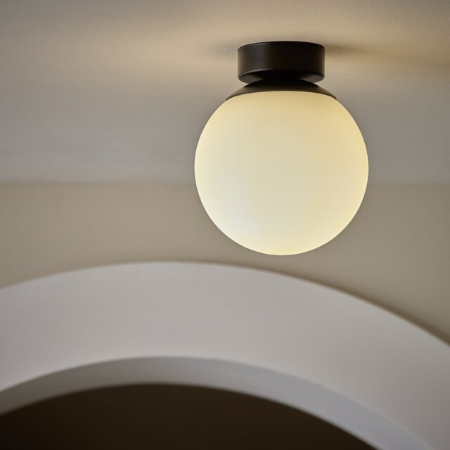 Habitat Opal Glass Bathroom Flush Ceiling Light - Black - image 1