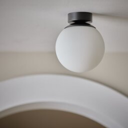 Habitat Opal Glass Bathroom Flush Ceiling Light - Black - thumbnail 2