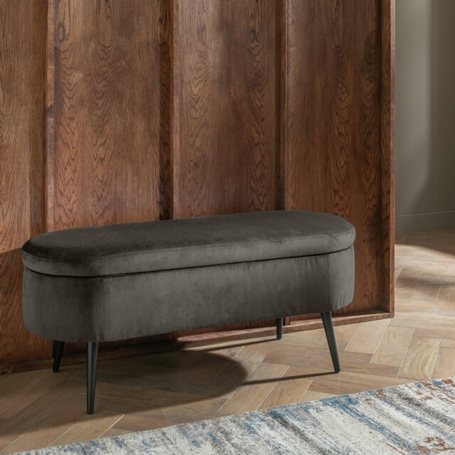 Argos Home Velvet Storage Ottoman - Charcoal - image 1