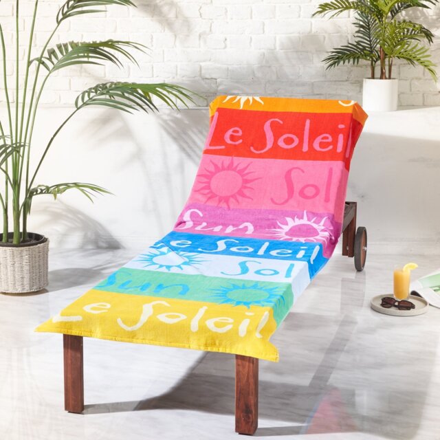 Catherine Lansfield Block Stripe Lounger Beach Towel - image 1