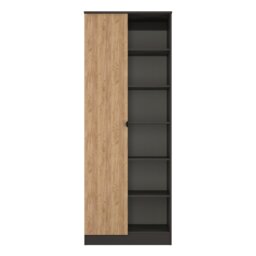Livara ReadyAssembled Canmore 1 Door Shelf Wardrobe-BlackOak - thumbnail 2
