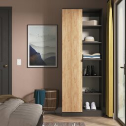 Livara ReadyAssembled Canmore 1 Door Shelf Wardrobe-BlackOak - thumbnail 1