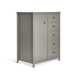 Habitat Brooklyn 1 Door 5 Drawer Short Wardrobe - Grey - thumbnail 2