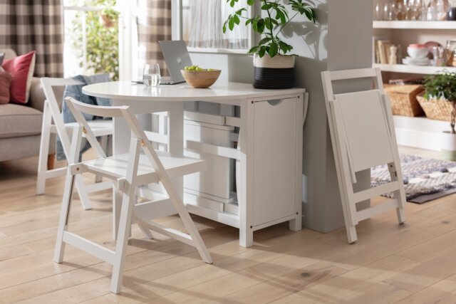 Argos Home Butterfly Ext White Dining Table & 4 White Chairs - image 1