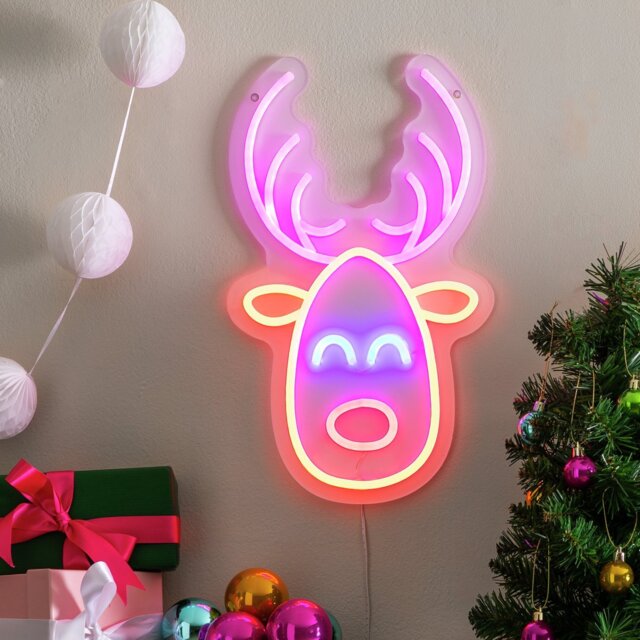 Habitat Neon Effect Rudolf Reindeer Shaped Christmas Lights - image 1